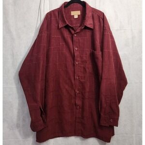 Trust Shirt Mens 3XL Maroon Button Up Long Sleeve Textured Polyester Casual